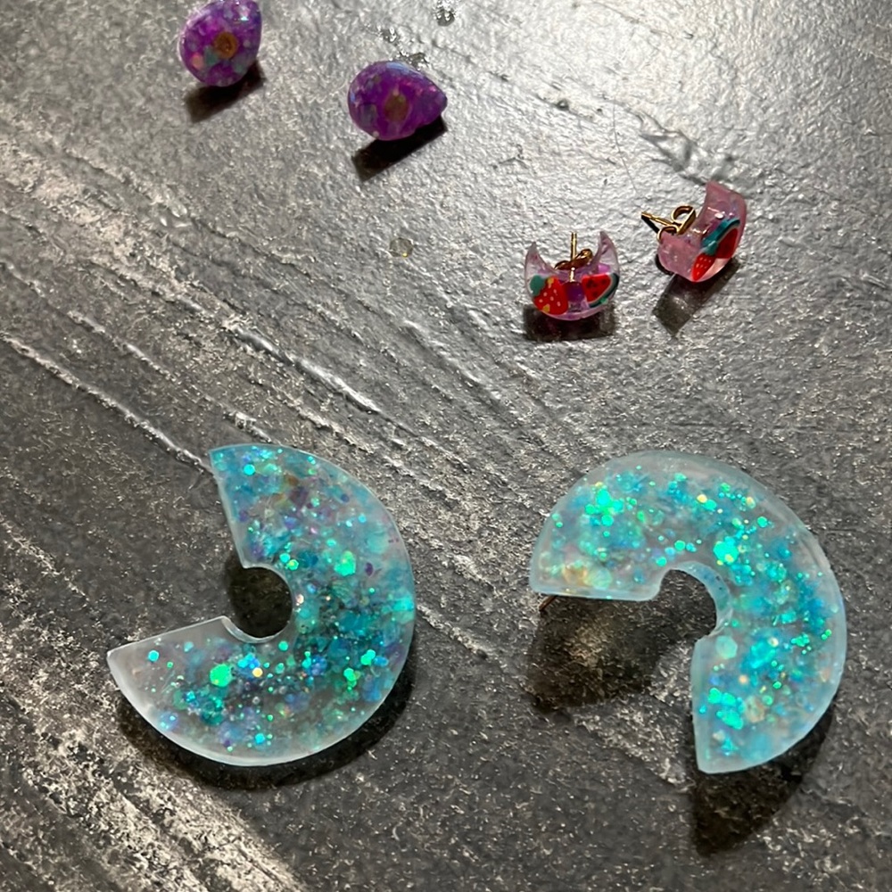 Resin handmade earrings, studs. And various sizes